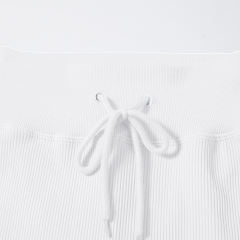 White Seamless Stand Collar Jacket with Pant Yoga Set TQK710415-1