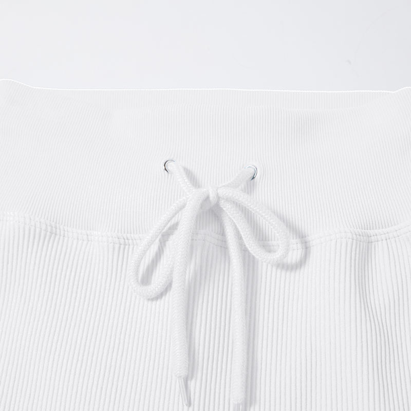 White Seamless Stand Collar Jacket with Pant Yoga Set TQK710415-1