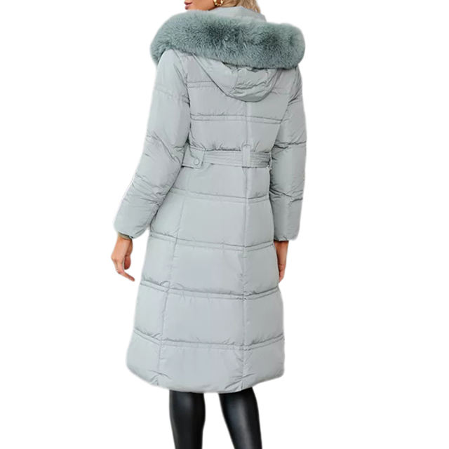 Light Blue Slim Fit Thick Down Jacket Long Coat TQK280218-30