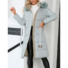 Light Blue Slim Fit Thick Down Jacket Long Coat TQK280218-30