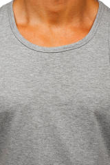 Gray Men\'s Solid Crew Neck Sleeveless Top MC256180-11