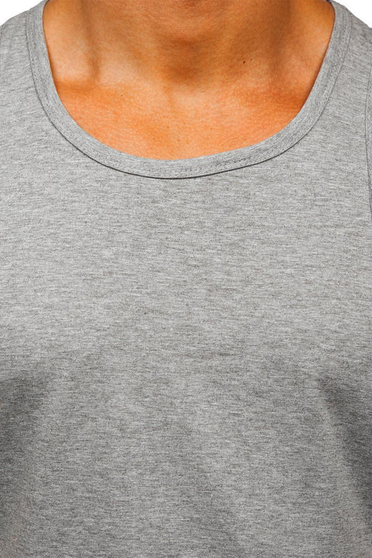 Gray Men\'s Solid Crew Neck Sleeveless Top MC256180-11