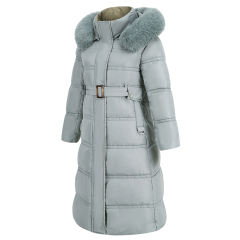 Light Blue Slim Fit Thick Down Jacket Long Coat TQK280218-30