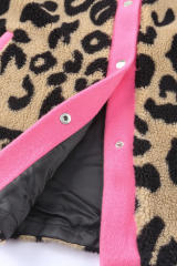 Contrast Trimmed Leopard Teddy Shacket LC854211-20