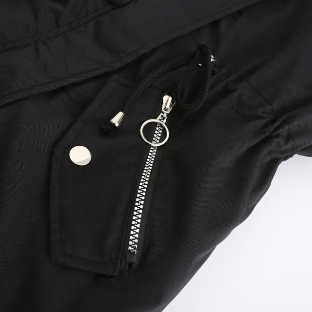 Black Fur Collar Warm Hooded Parka Coat TQK280129-2