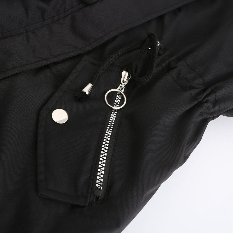Black Fur Collar Warm Hooded Parka Coat TQK280129-2
