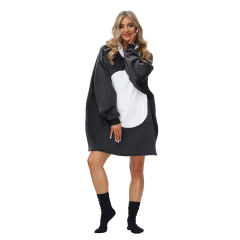 Dark Gray Cartoon Print Blanket Hoodie TQK230374-26