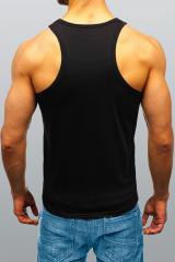 Black Men\'s Solid Crew Neck Sleeveless Top MC256180-2