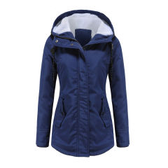 Navy Blue Plush Warm Hooded Parka Coat TQK280128-34
