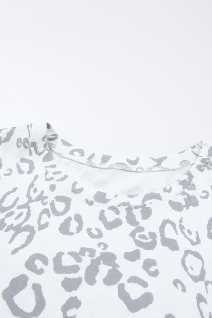 Gray Leopard Print Crew Neck Tank Top LC2565188-1011