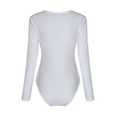 White Zip Up Long Sleeve Bodysuit TQK550148-1