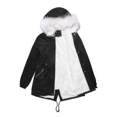 Black Fur Collar Warm Hooded Parka Coat TQK280129-2