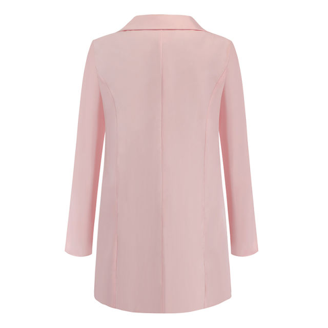 Pink Turndown Collar Blazer With Pockets TQK260012-10