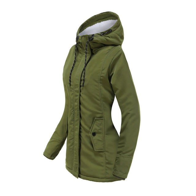 Army Green Plush Warm Hooded Parka Coat TQK280128-27