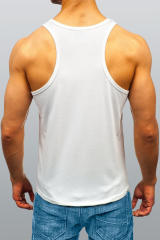 White Men\'s Solid Crew Neck Sleeveless Top MC256180-1