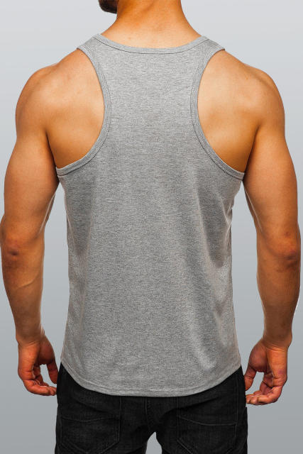 Gray Men\'s Solid Crew Neck Sleeveless Top MC256180-11
