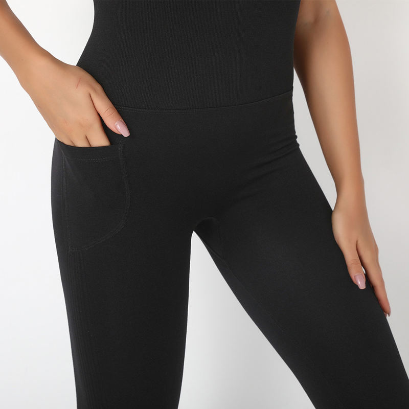 Black Back-Criss Seamless Yoga One Piece Jumpsuit TQE91567-2