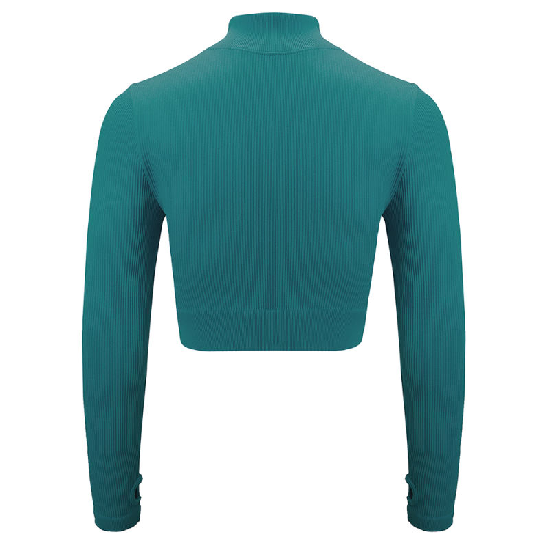 Aquamarine Seamless Stand Collar Jacket with Pant Yoga Set TQK710415-45