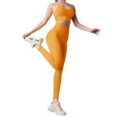 Orange Bra with Poacketed Pant Yoga Set TQE91359-14