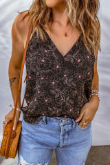 Brown Floral Print Spaghetti Strap Racerback Tank Top LC2567780-17