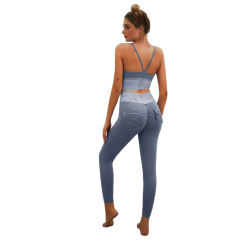 Gray Bra with Poacketed Pant Yoga Set TQE91359-11