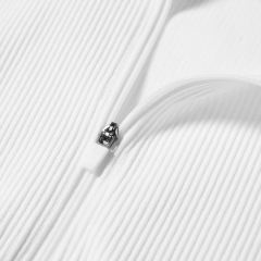 White Seamless Stand Collar Jacket with Pant Yoga Set TQK710415-1