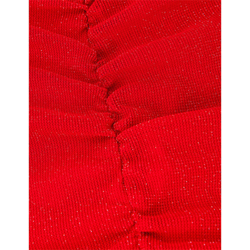 Red Side Pleated Spaghetti Straps Mini Club Dress TQK311332-3