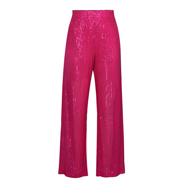 Rosy Sequined Shirt with Pant and Bra 3pcs Set TQF711062-6
