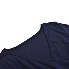 Navy Blue V Neck Long Sleeve Bodysuit TQK550147-34