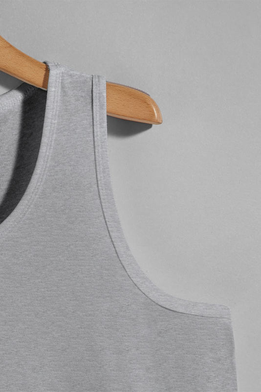 Gray Men\'s Solid Crew Neck Sleeveless Top MC256180-11