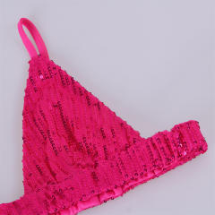 Rosy Sequined Shirt with Pant and Bra 3pcs Set TQF711062-6