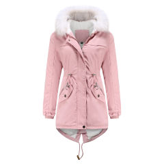 Pink Fur Collar Warm Hooded Parka Coat TQK280129-10
