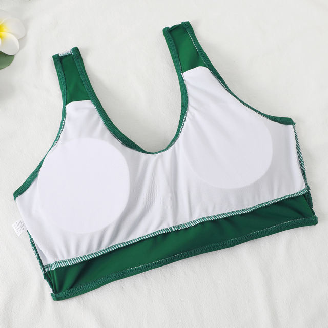 Green Cross Front Drawstring Side High Waist Bikini Swimsuit TQK610320-9