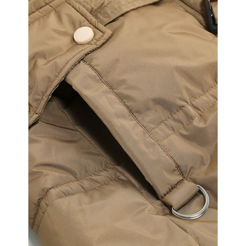 Brown Slim Fit Thick Down Jacket Long Coat TQK280218-17