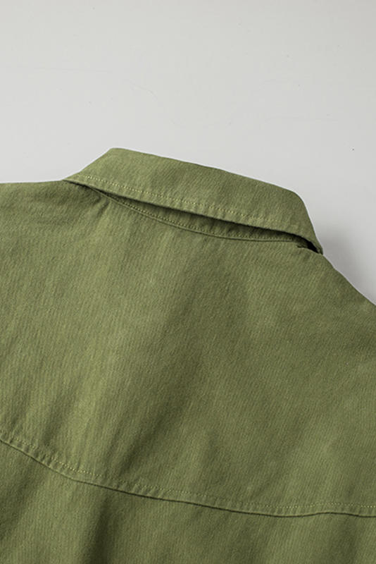 Green Snap Up Babydoll Shirt LC2552079-9