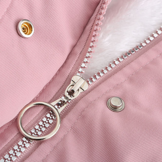 Pink Fur Collar Warm Hooded Parka Coat TQK280129-10