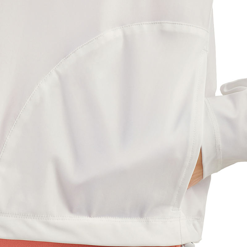 White Zipper Hooded Loose Sports Yoga Jacket TQE37029-1