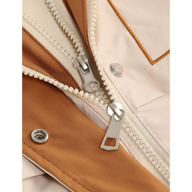 Apricot Zipper Plush Collar Parker Thick Coat 2pcs Set  TQK280219-18