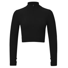 Black Seamless Stand Collar Jacket with Pant Yoga Set TQK710415-2