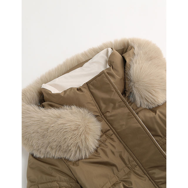 Brown Slim Fit Thick Down Jacket Long Coat TQK280218-17