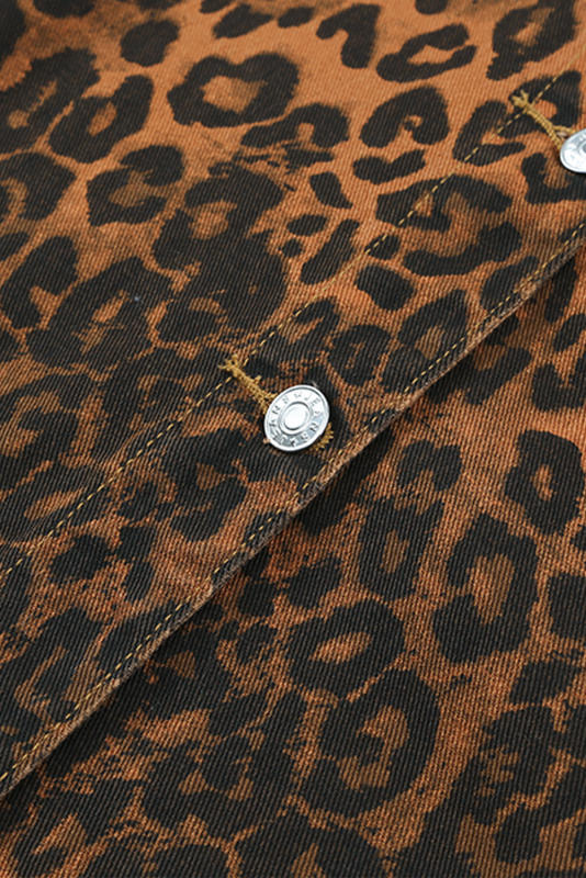 Leopard Ripped Hooded Denim Jacket LC788145-20