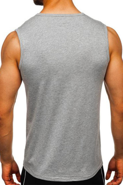 Gray Solid O Neck Slim-fit Men\'s Tank Top MC256181-11