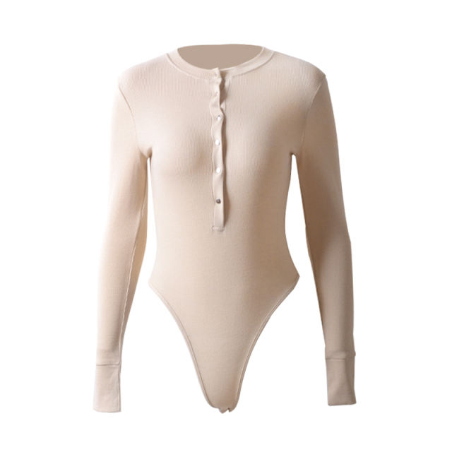 Apricot Long Sleeve Button Down Bodysuit TQK550097-18