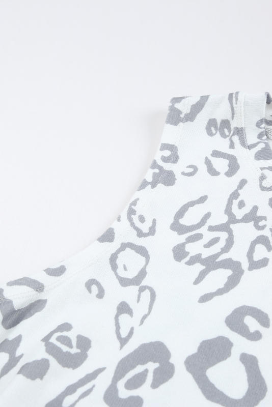 Gray Leopard Print Crew Neck Tank Top LC2565188-1011