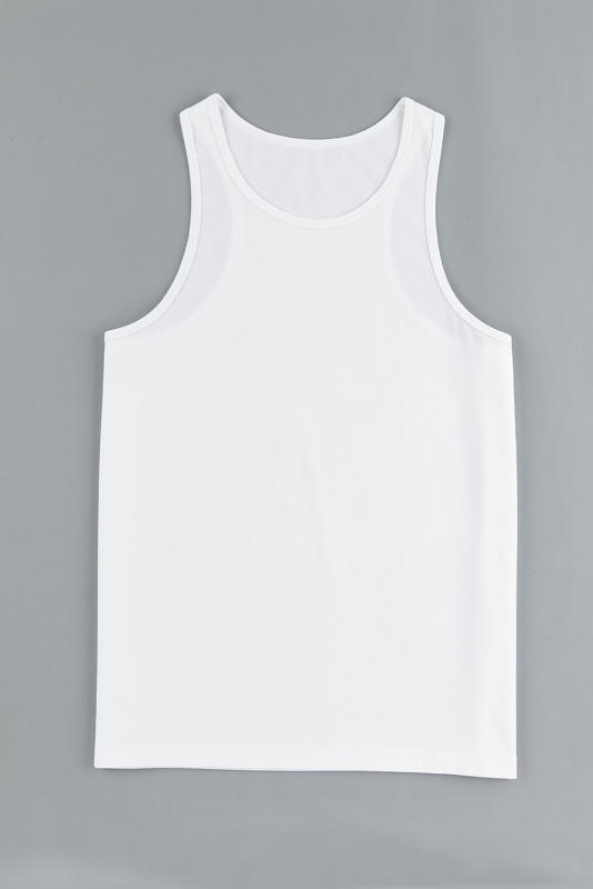 White Men\'s Solid Crew Neck Sleeveless Top MC256180-1