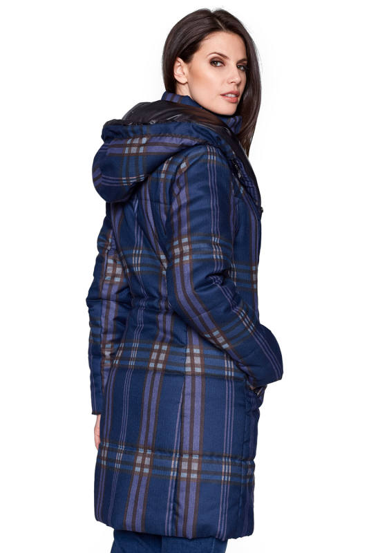 Blue Vintage Plaid Cotton Quilted Trench Coat LC85189-5