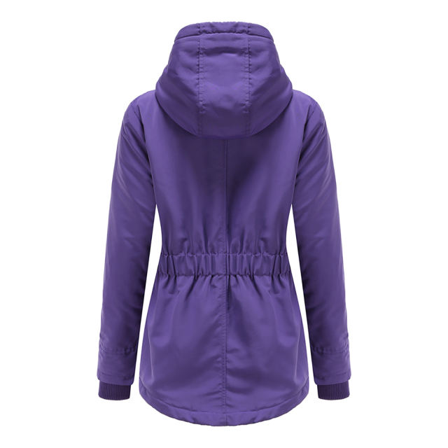 Purple Plush Warm Hooded Parka Coat TQK280128-8