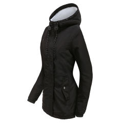 Black Plush Warm Hooded Parka Coat TQK280128-2
