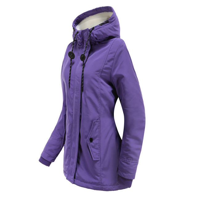 Purple Plush Warm Hooded Parka Coat TQK280128-8