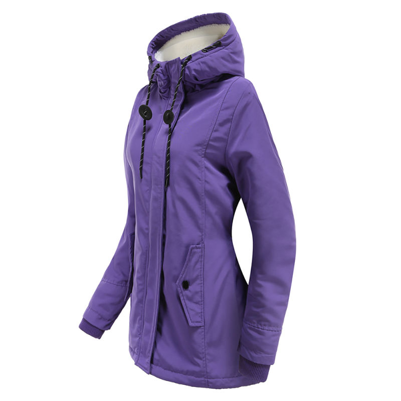 Purple Plush Warm Hooded Parka Coat TQK280128-8